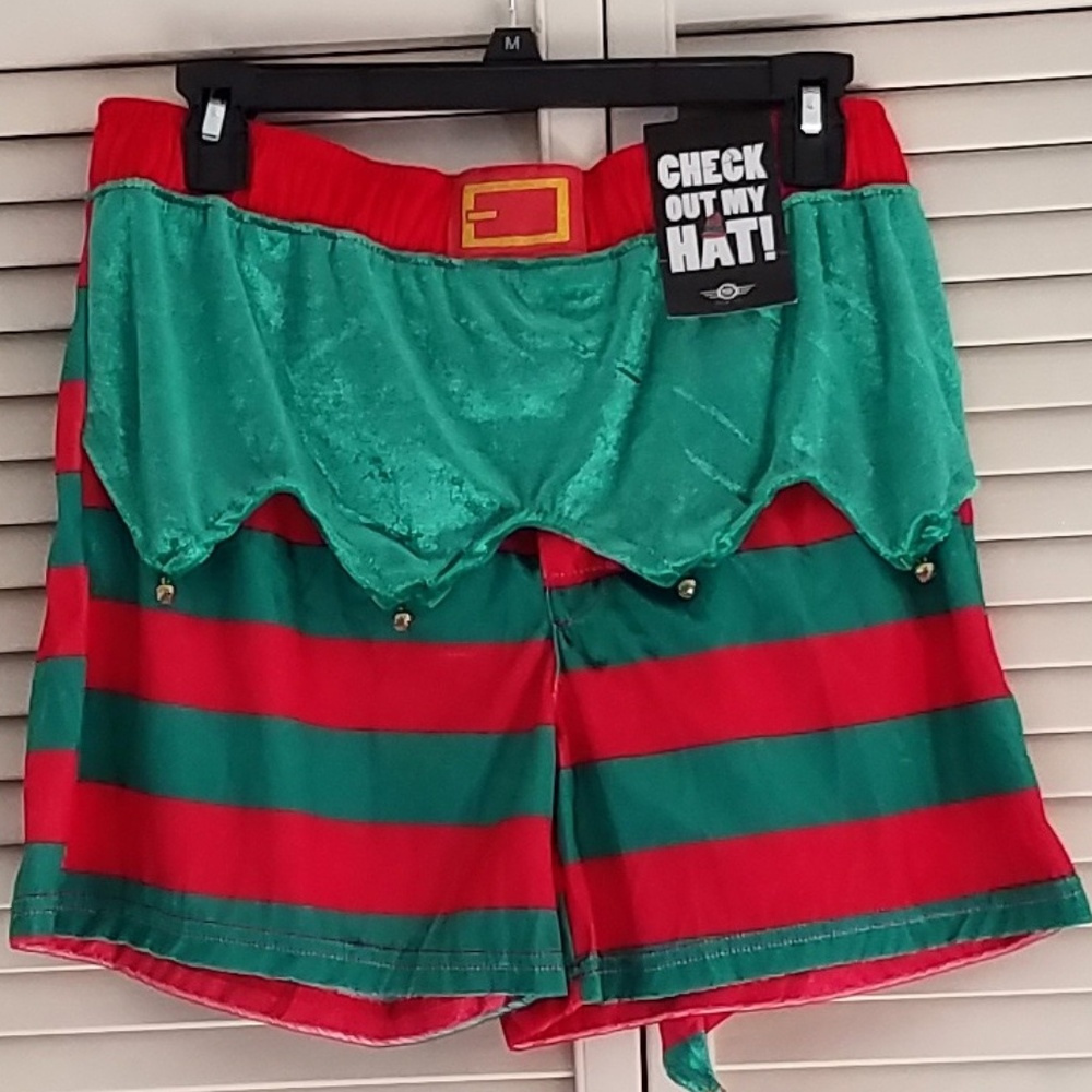 NWT ELF SEXY BOXER & HAT COMBO RED/GREEN/GOLD